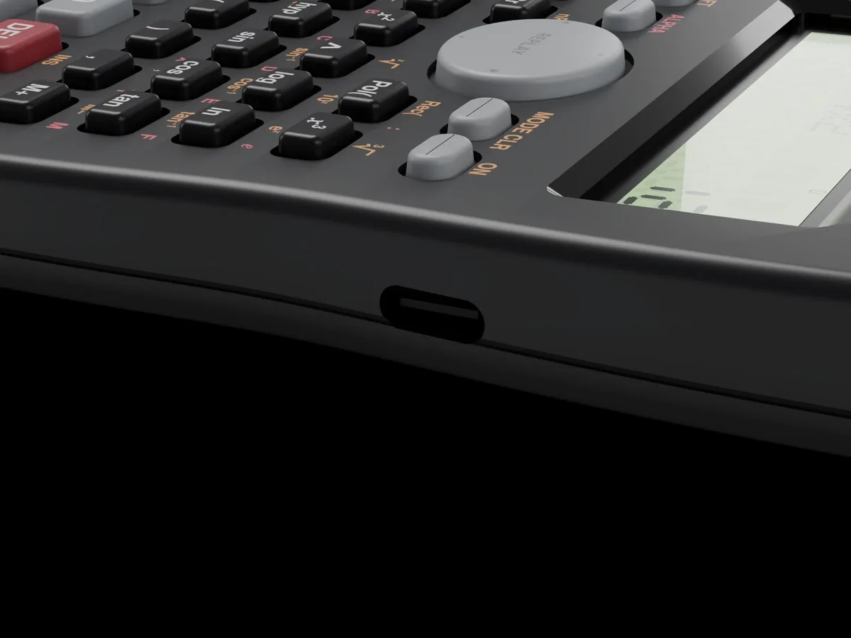The USB-C port on the right side of the PasCalculator